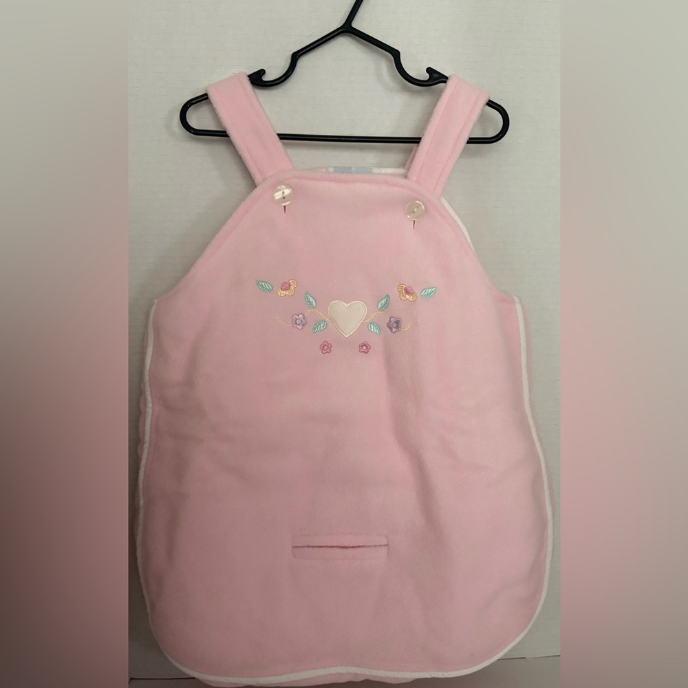 Baby Soft pink lined 0/12 Months Sack W/Embroidered flowers & heart By Baby Dove
